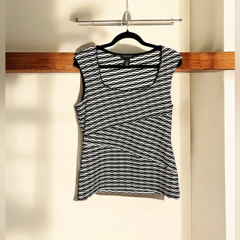 White House Black Market Stretchy Cap Sleeved Tank Top Striped Size L
